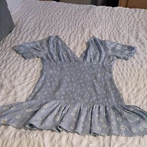 La Hearts Light Blue Floral Mini Dress